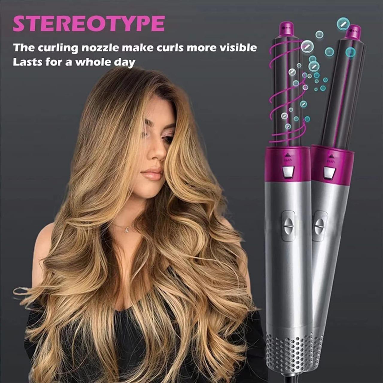 5 in 1 Styling Hot Air Brush with Negative Ion – Detachable and Interchangeable Bristles for Straightening, Curling, Drying, Combing, and Scalp Massage