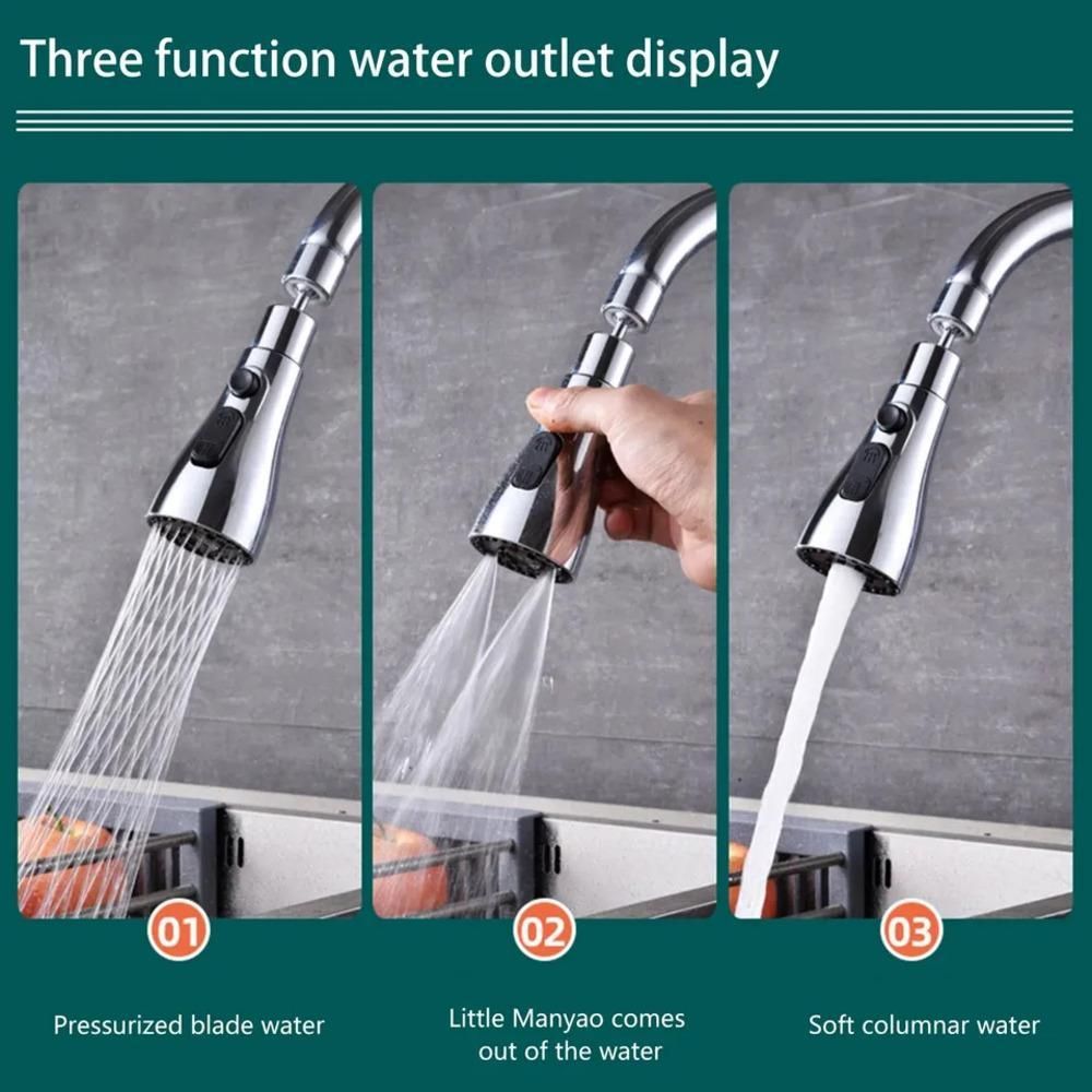 Stainless Steel 3-in-1 Kitchen Faucet | Aerate, Ring Shower & Power Spray