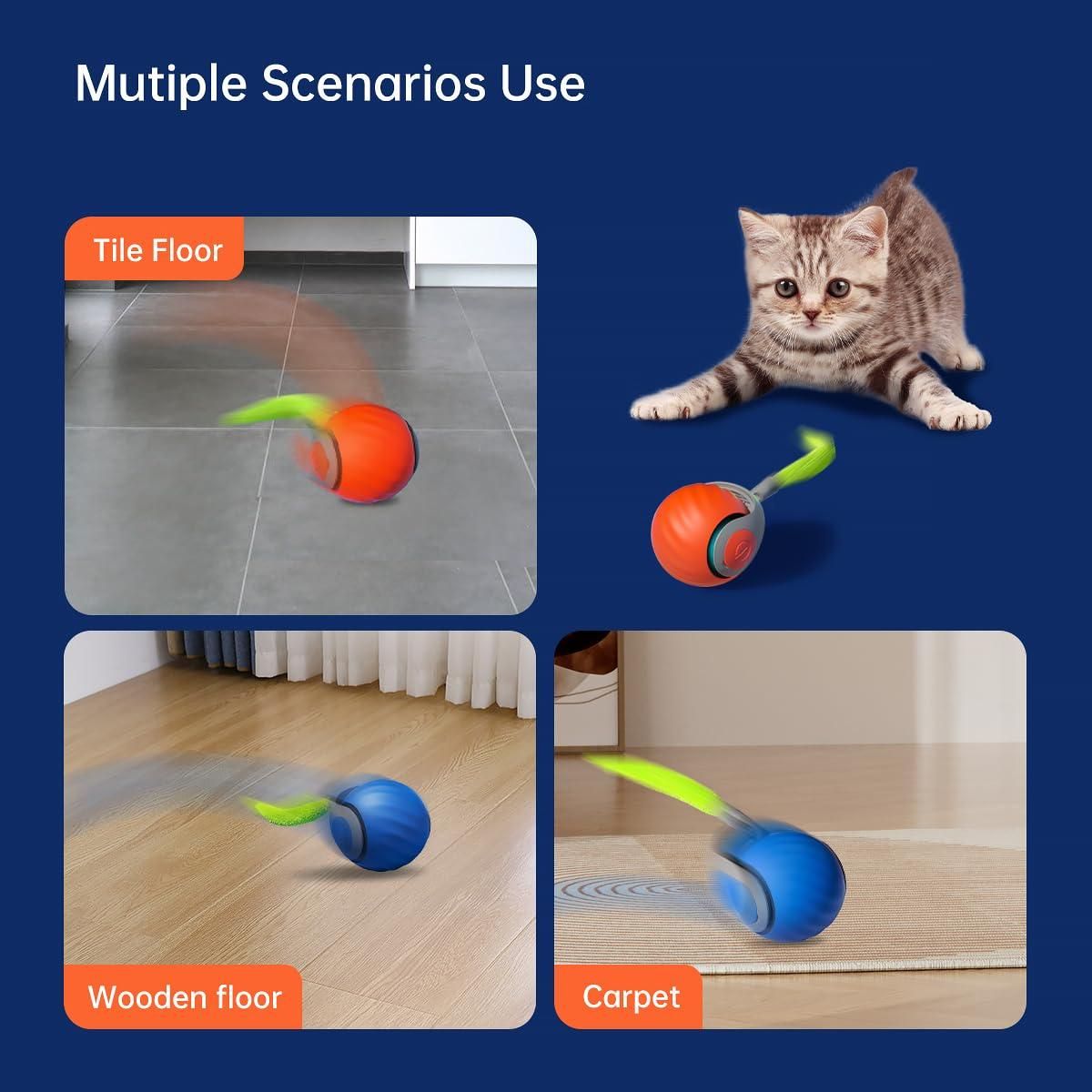 Rolling Ball Cat Toy – USB Rechargeable Interactive Pet Teaser