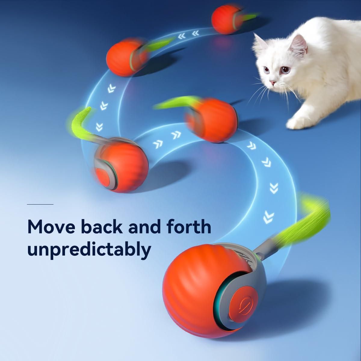 Rolling Ball Cat Toy – USB Rechargeable Interactive Pet Teaser