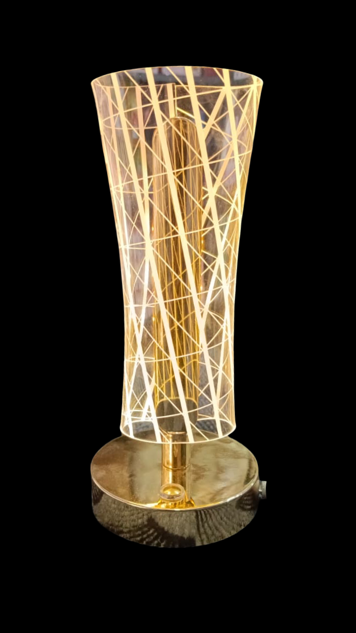 Designer LED Touch Table Lamp – Golden Base with Acrylic Shade | Modern Bedside & Night Light (22 cm x 10 cm)