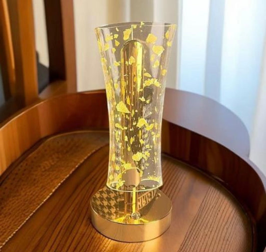 Designer LED Touch Table Lamp – Golden Base with Acrylic Shade | Modern Bedside & Night Light (22 cm x 10 cm)
