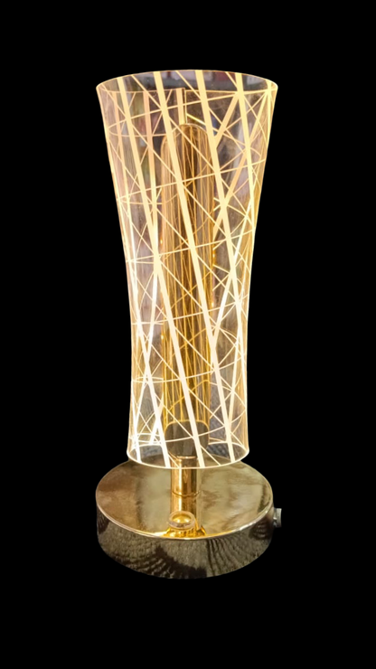 Designer LED Touch Table Lamp – Golden Base with Acrylic Shade | Modern Bedside & Night Light (22 cm x 10 cm)